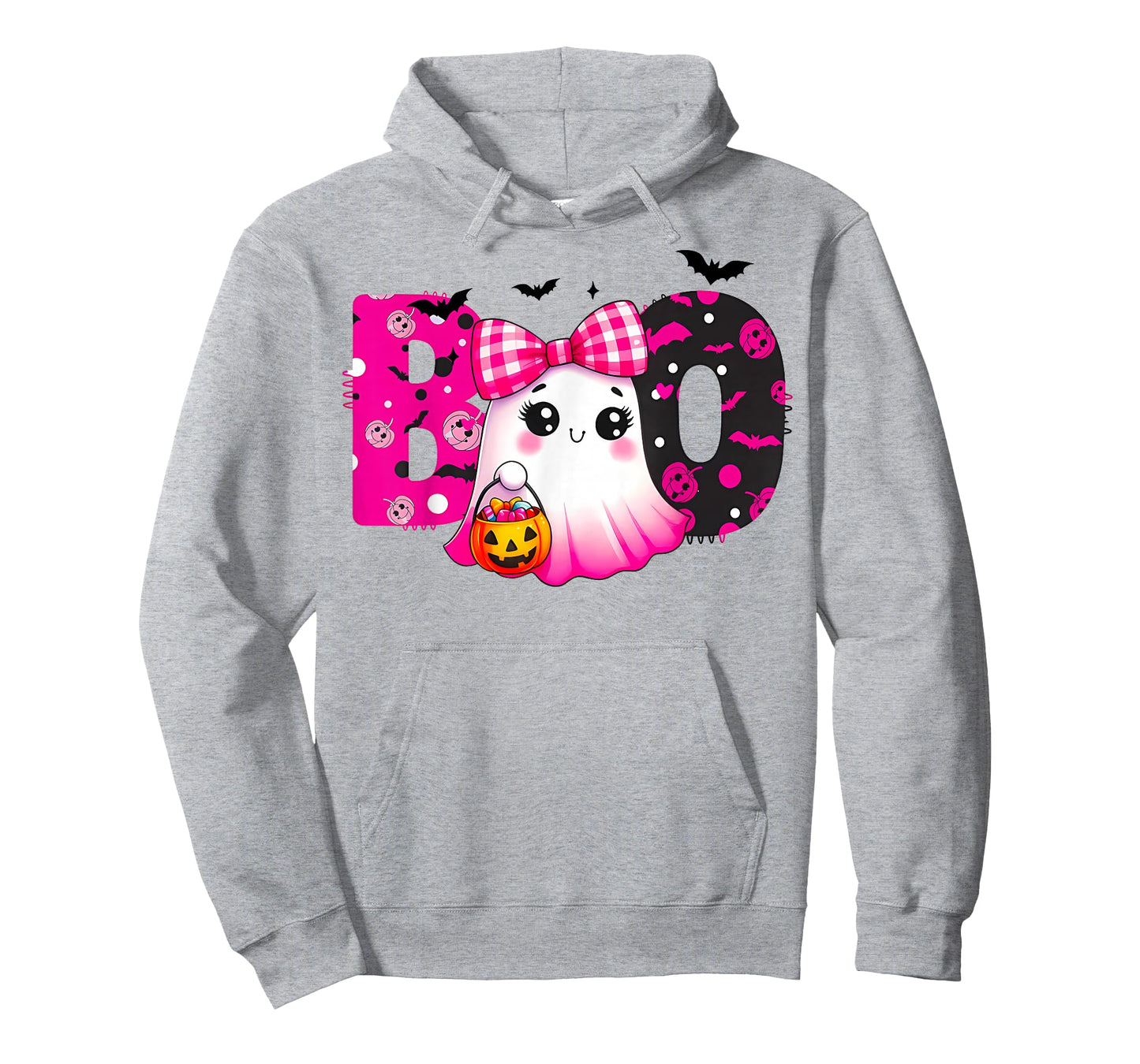 Cute Ghost BOO Pink Bow Kawaii Halloween Kids T-Shirt