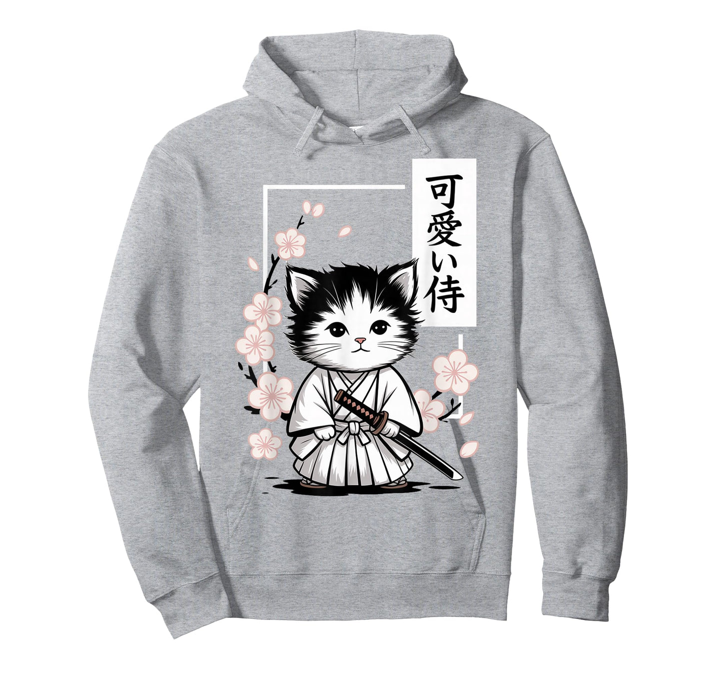 Cute Kawaii Baby Samurai Cat - Japanese Sakura T-Shirt