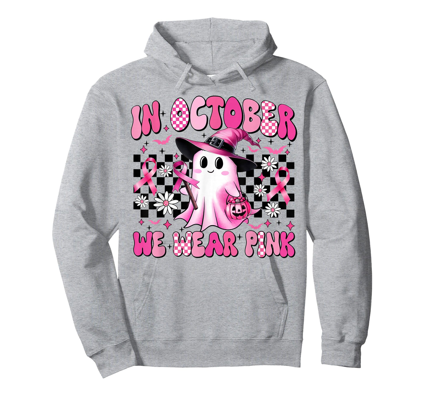 in October We Wear Pink Breast Cancer Awareness Halloween T-Shirt