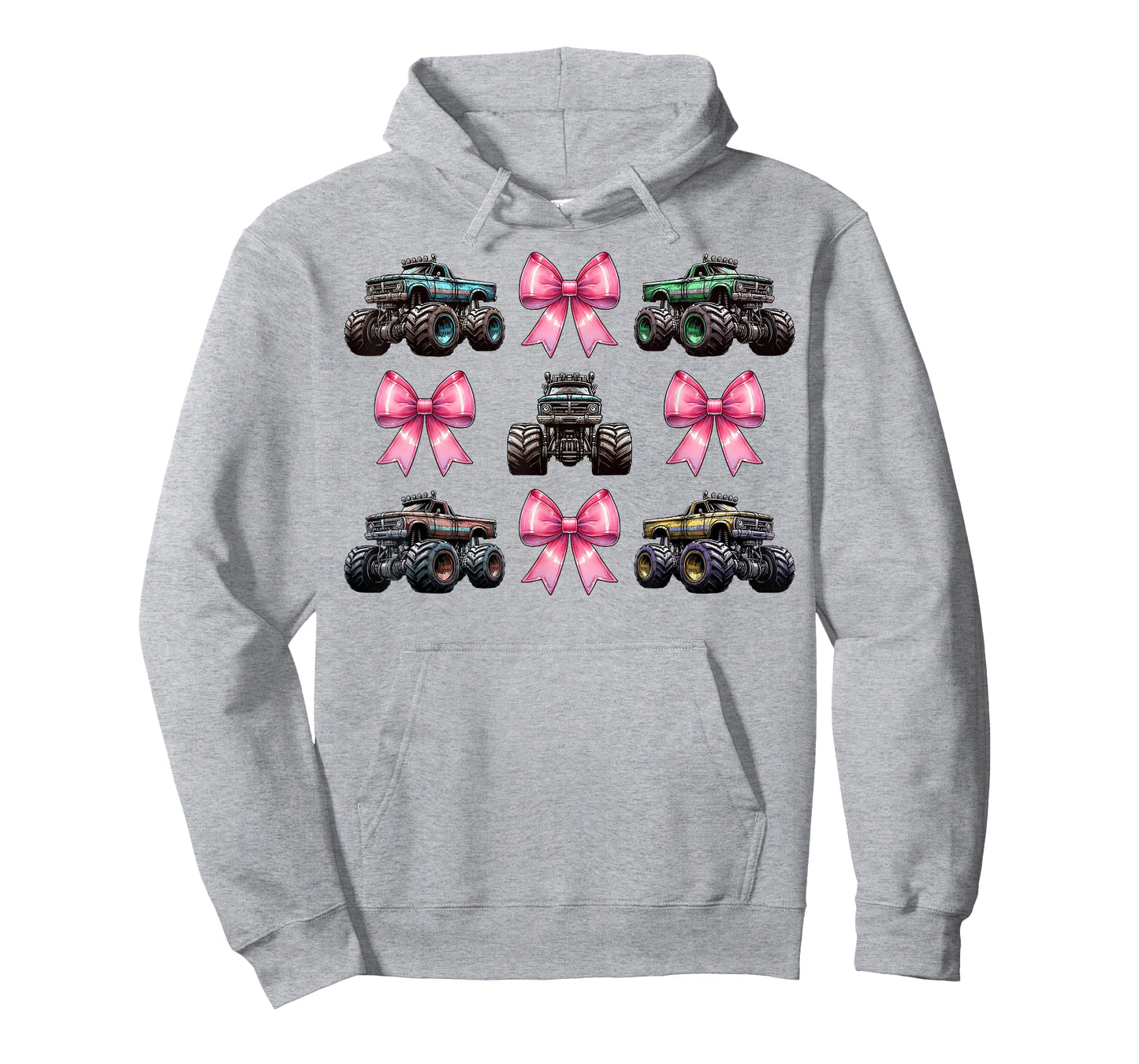 Coquette Bow Monster Truck Mothers Day Pink Ribbon Mom Girl T-Shirt