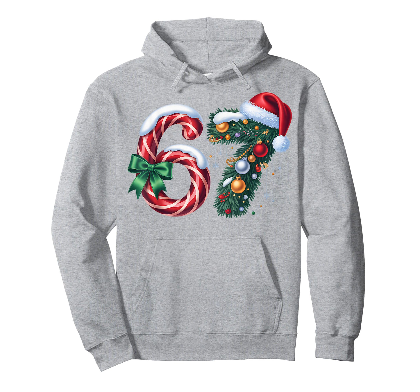Funny 67 Six Seven Candy Cane Garland Christmas Outfit T-Shirt