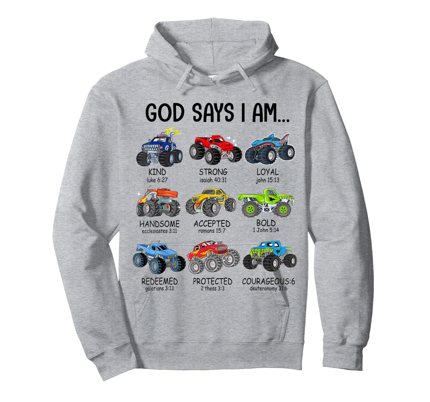 God Says I Am Funny Monster Truck Christian Bible Kids Boys T-Shirt