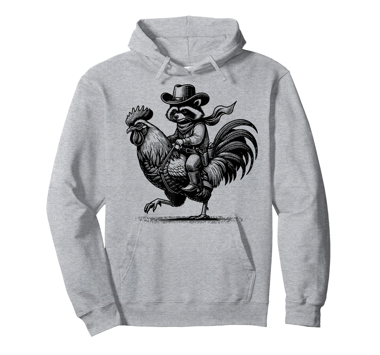 Funny Raccoon with Cowboy Hat & Boots Riding Rooster Vintage T-Shirt