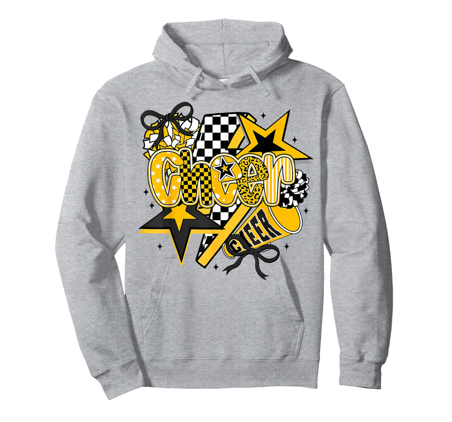 Preppy Game Day Cheer Mom Cheerleader Go Cheer Gold Black T-Shirt
