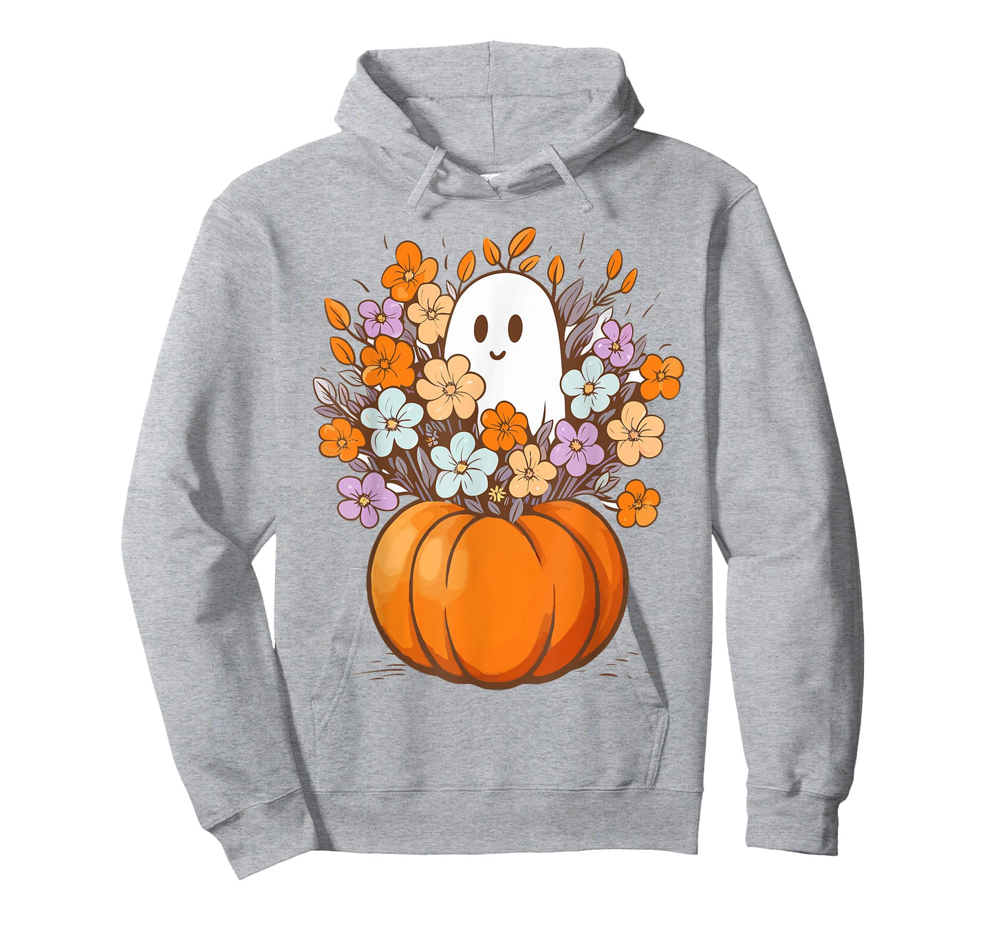 Floral Ghost Halloween Costume Aesthetic Ghost Pumpkin Fall T-Shirt