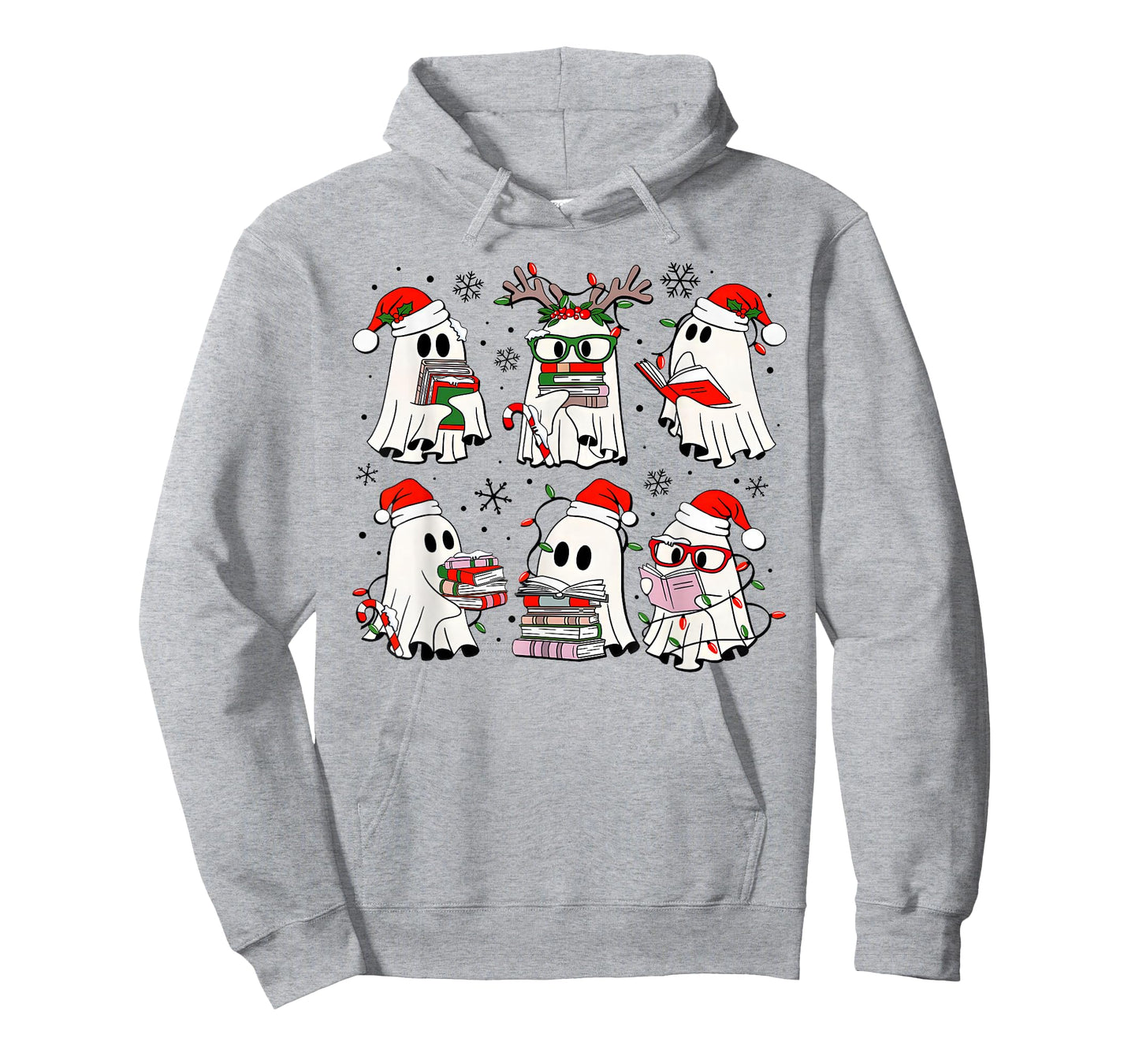 Funny Ghost Book Reading Christmas Books Lover Teacher Kids T-Shirt