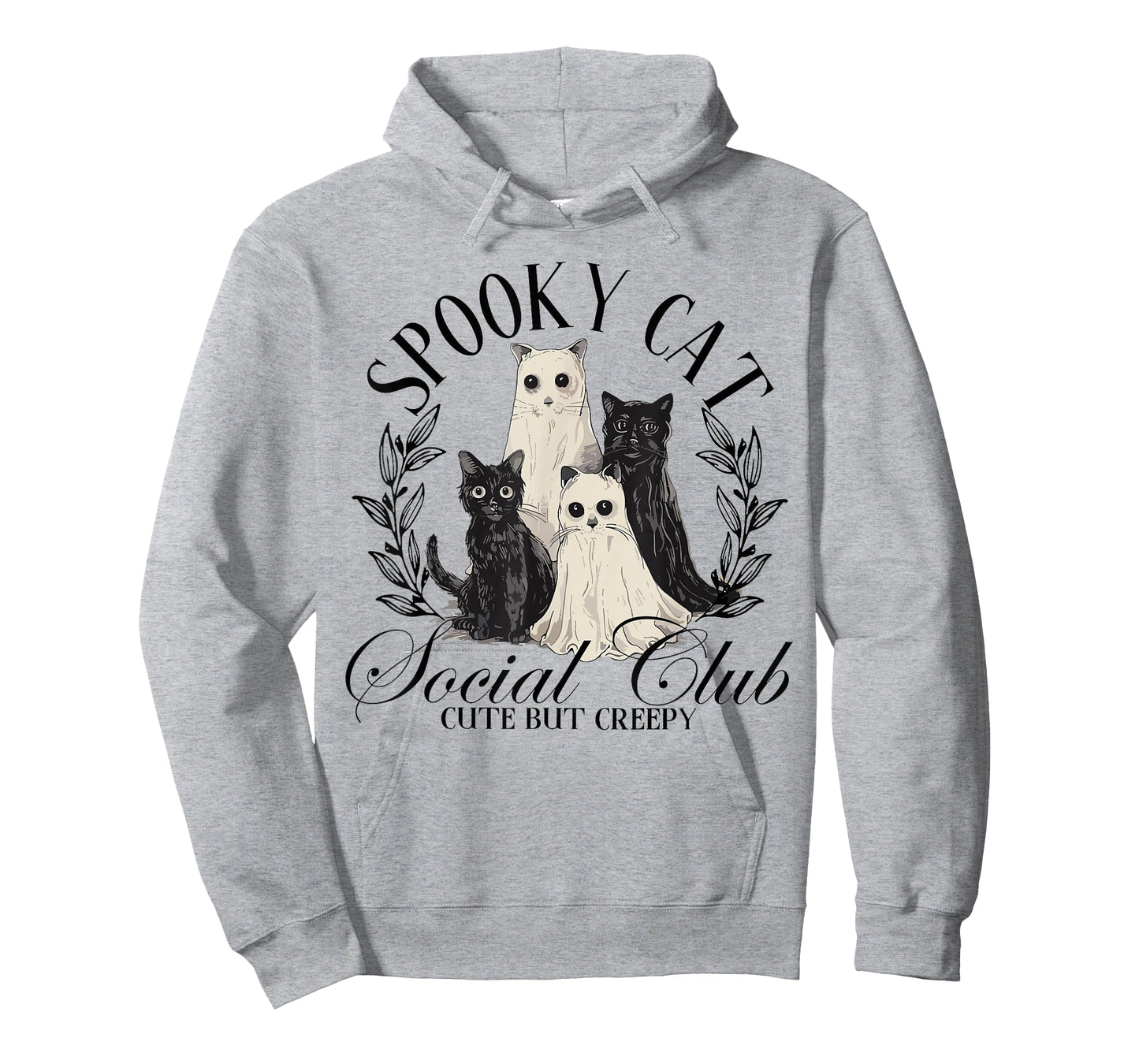 Spooky Cat Social Club Ghost Cat Halloween Gothic Black Cat T-Shirt