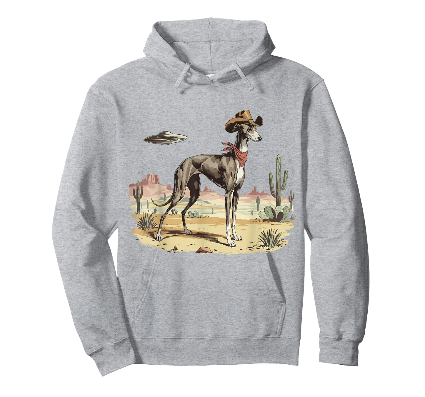 UFO Greyhound Western Alien Vintage 90s Whippet Cowboy Dog T-Shirt