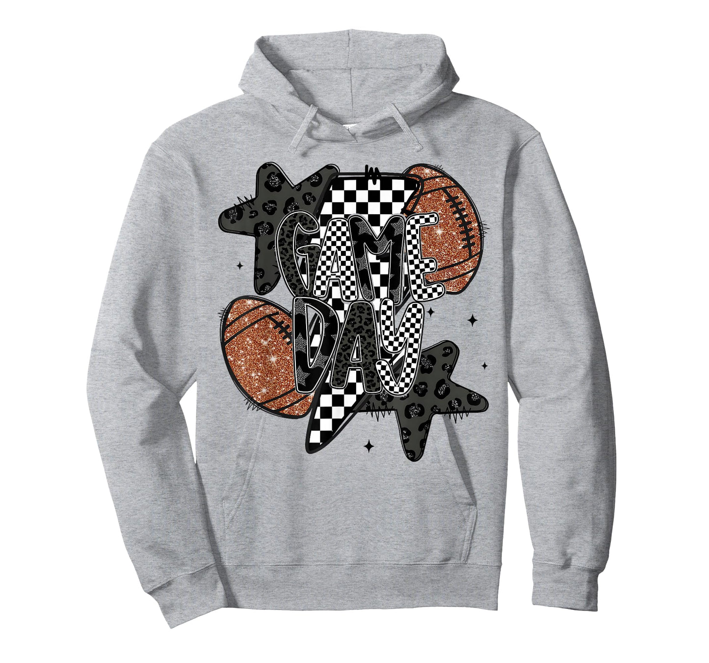 Retro Football Game Day Checkered Leopard Football Mama Mom T-Shirt