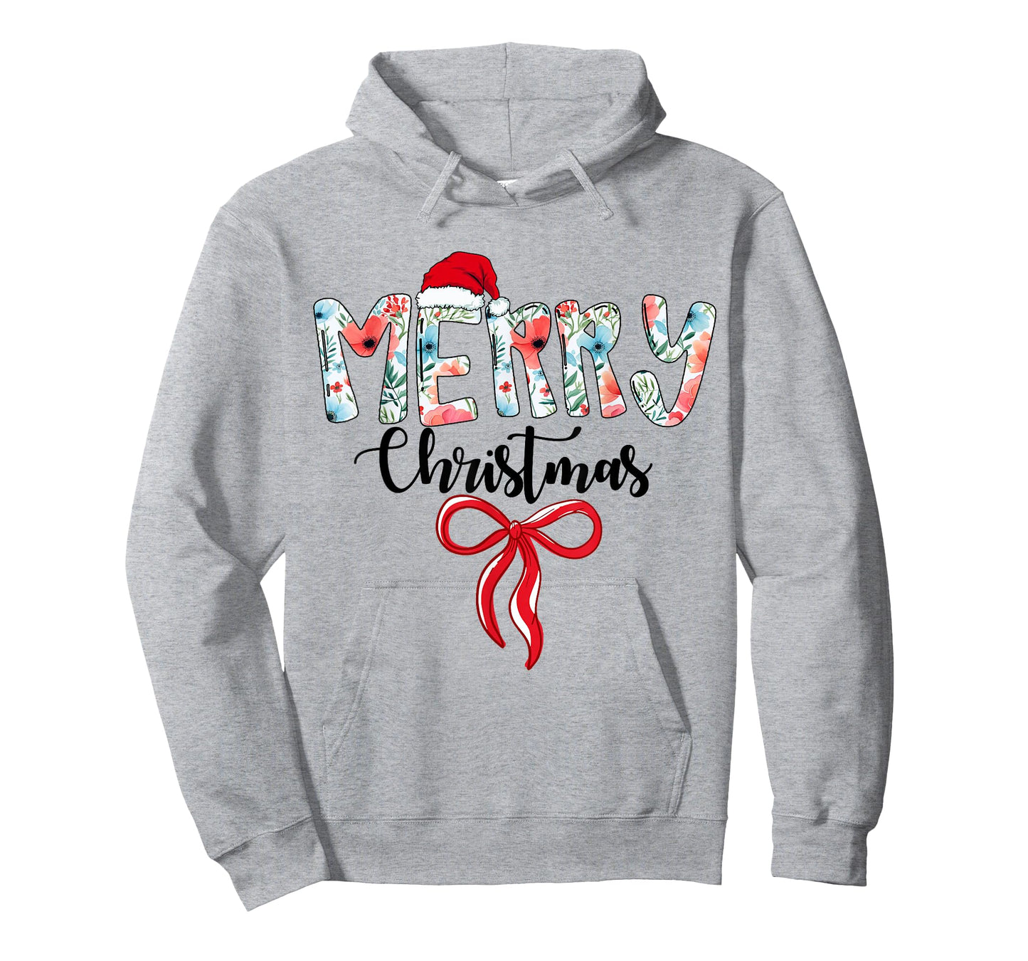 Merry Christmas Coquette Red Bow Girls Santa Hat Xmas Family T-Shirt