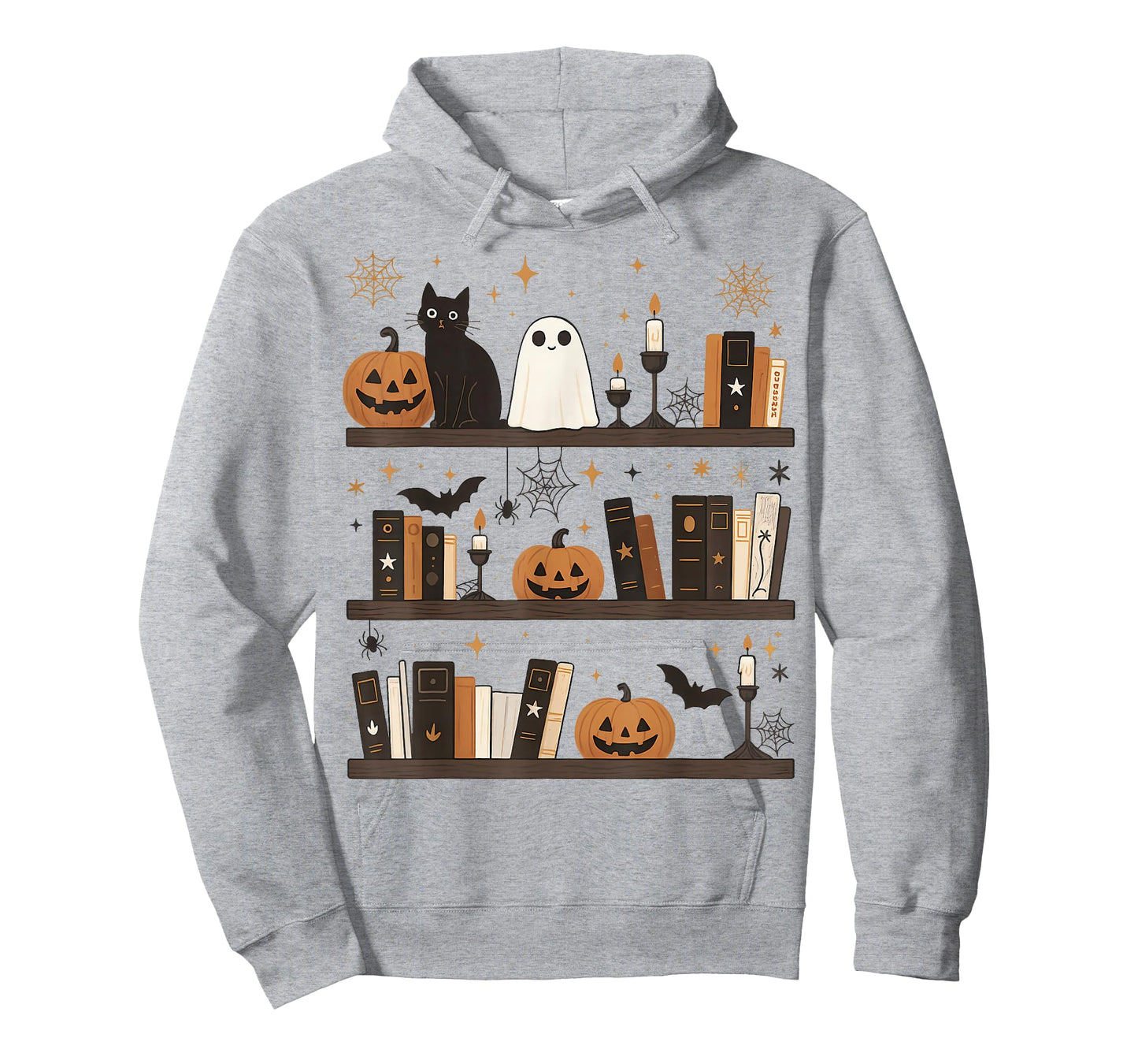 Cozy Halloween Bookshelf Ghost Pumpkin Bookish Book Lovers T-Shirt