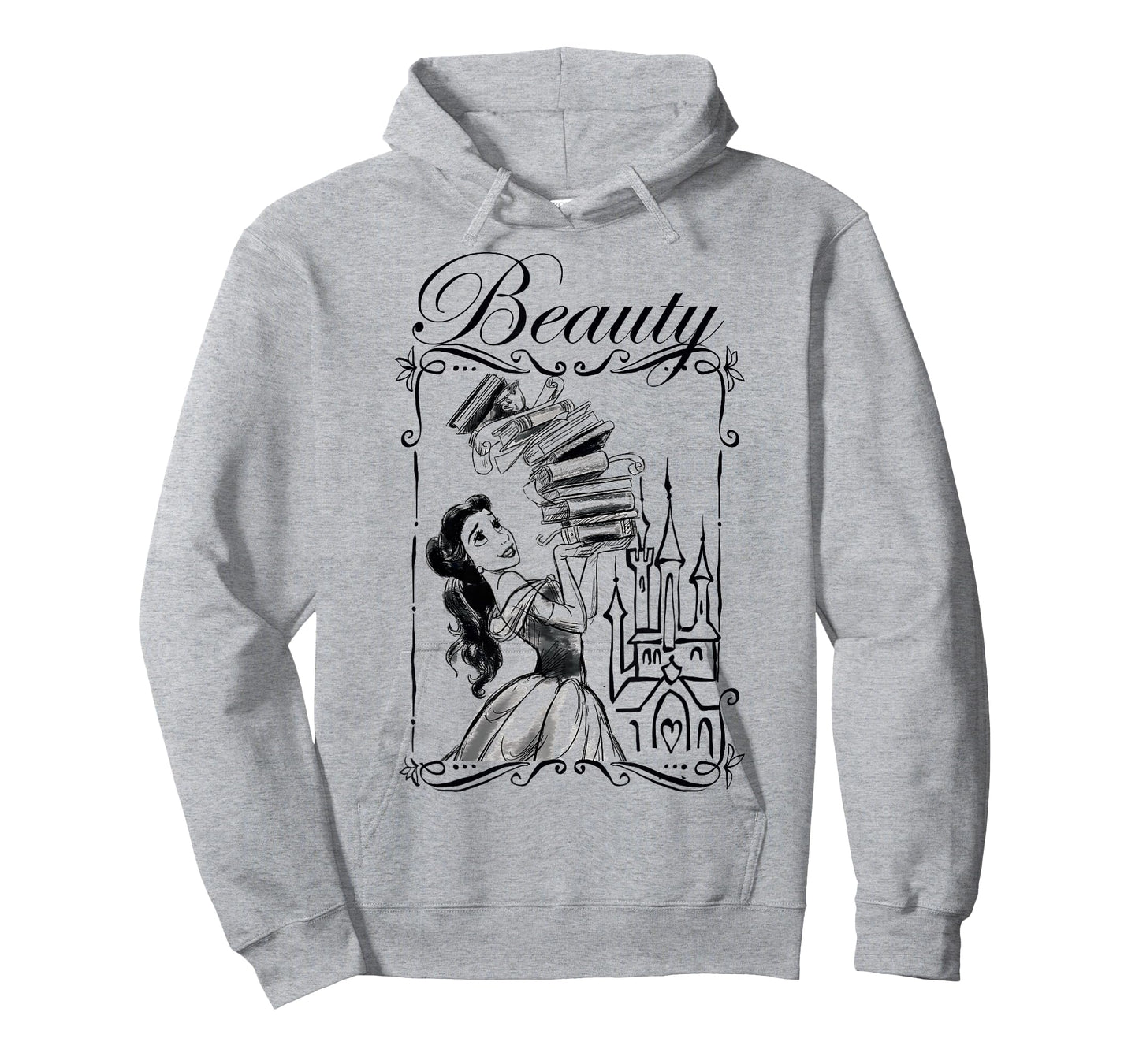 Disney Beauty and the Beast Belle Book Stack Sketch Portrait T-Shirt