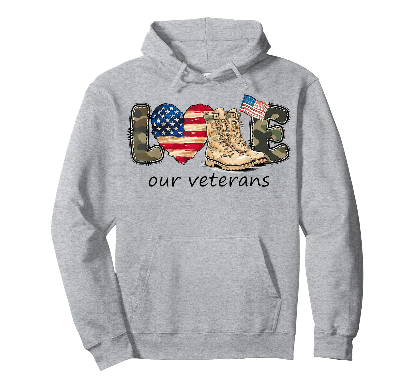 Love Our Veterans Proud Military American Flag Veterans Day T-Shirt