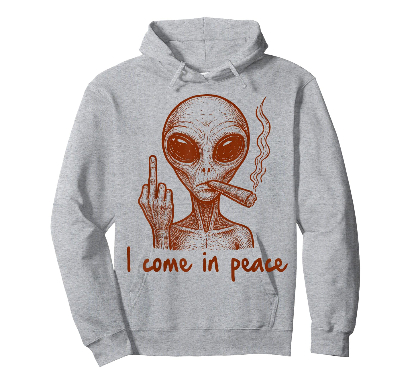 Alien Smoking Weed UFO Hunting Middle Finger I Come in Peace T-Shirt