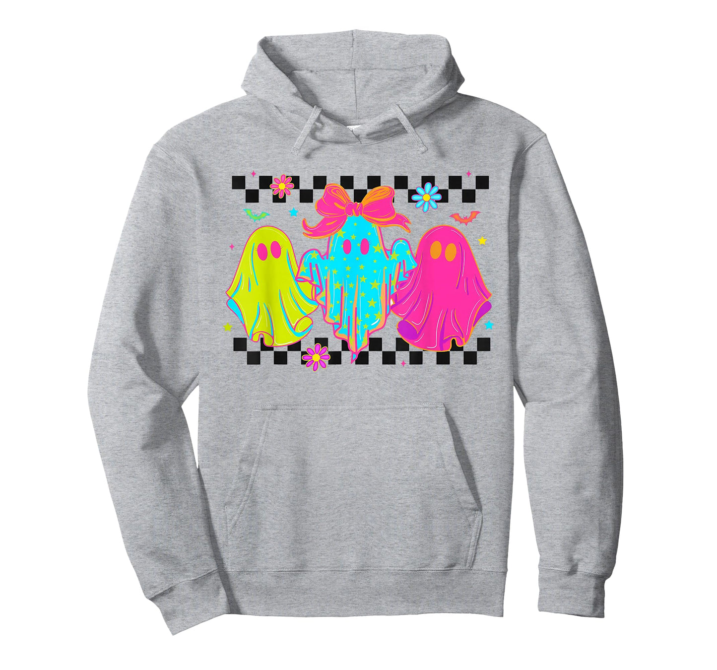 Checkered Neon Halloween Ghost T-Shirt