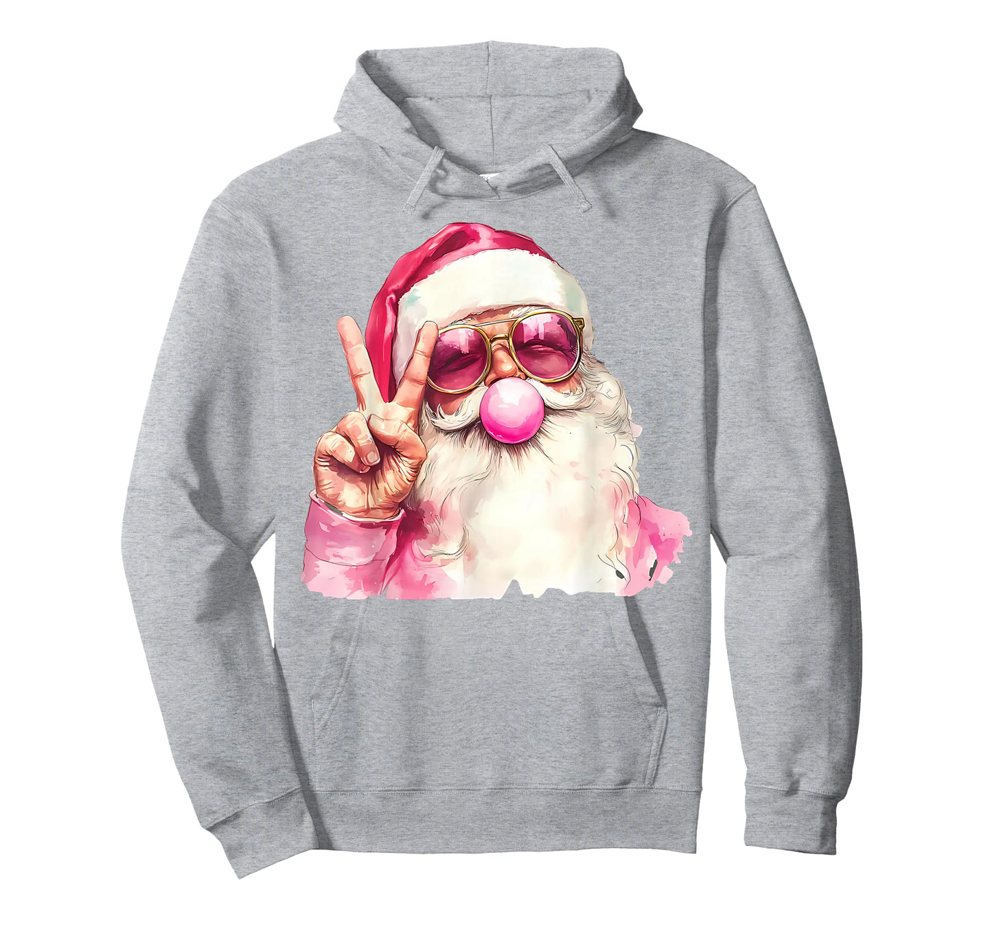Santa Claus Blowing Bubble Gum Pink Sunglasses Christmas T-Shirt