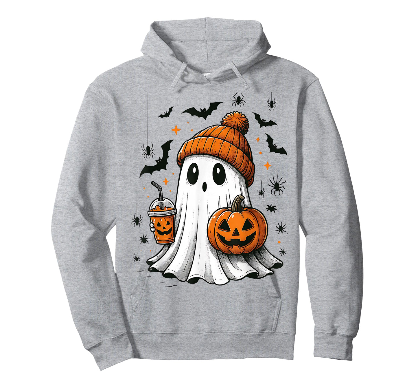 Ghost Drinking Boba Tea Pumpkin Spooky Cute Ghost Halloween T-Shirt