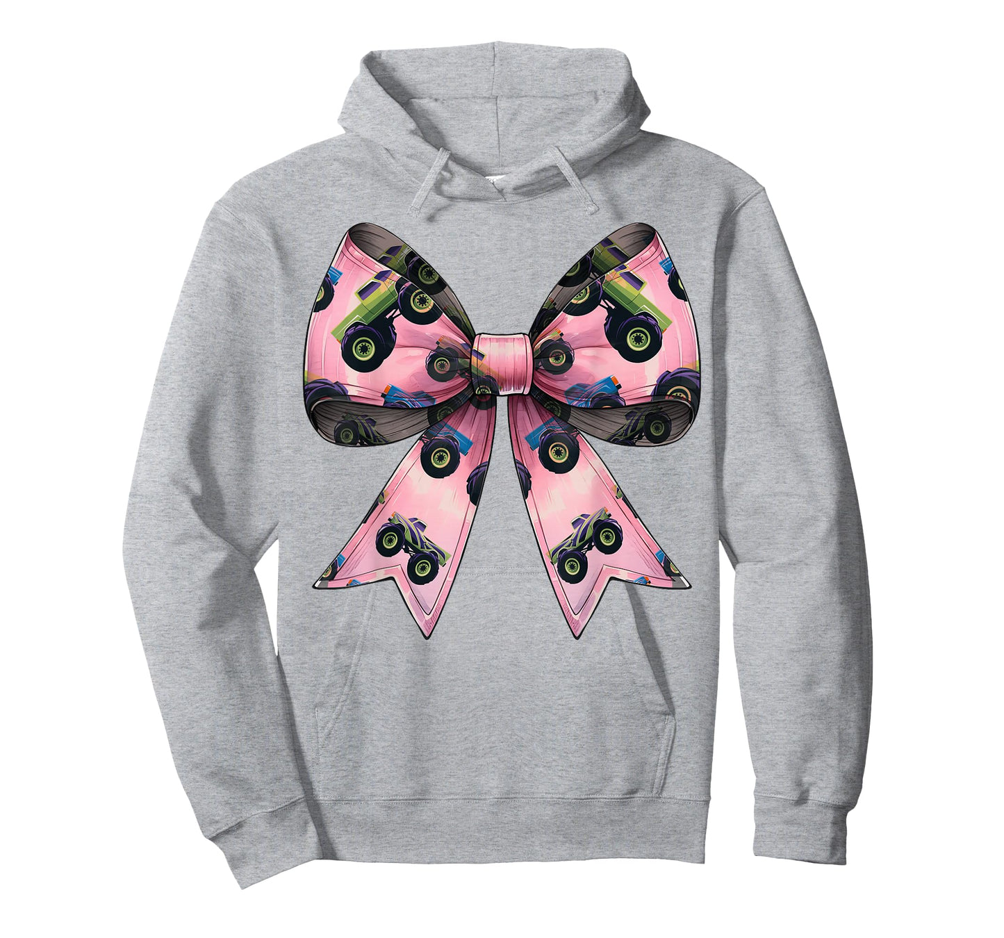 Coquette Bow Monster Truck Mothers Day Pattern Pink Mom Girl T-Shirt