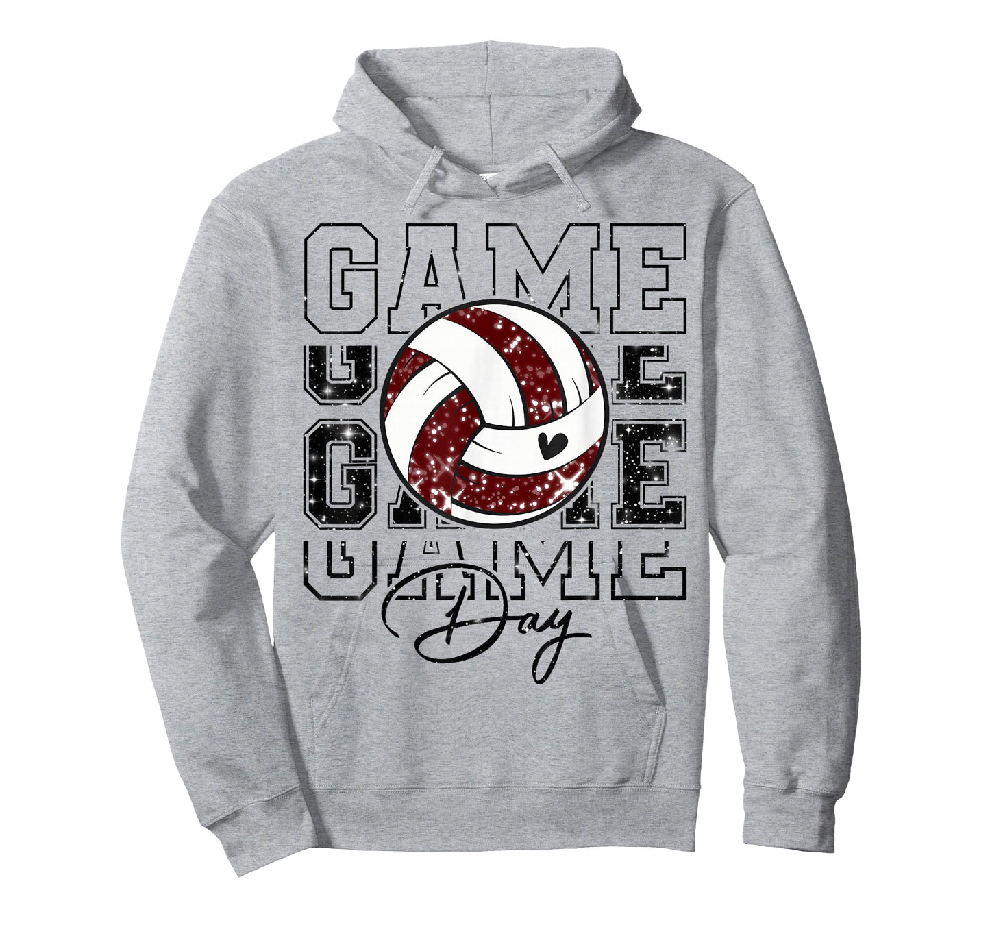 Volleyball Game Day Girls Volleyball Mom Maroon & White T-Shirt