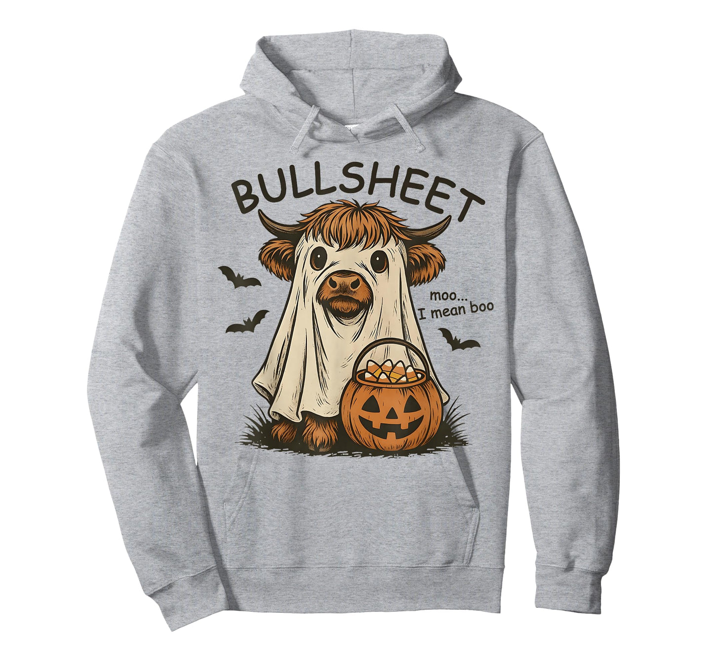 Moo... I Mean Boo Bullsheet Highland Cow Ghost Halloween T-Shirt