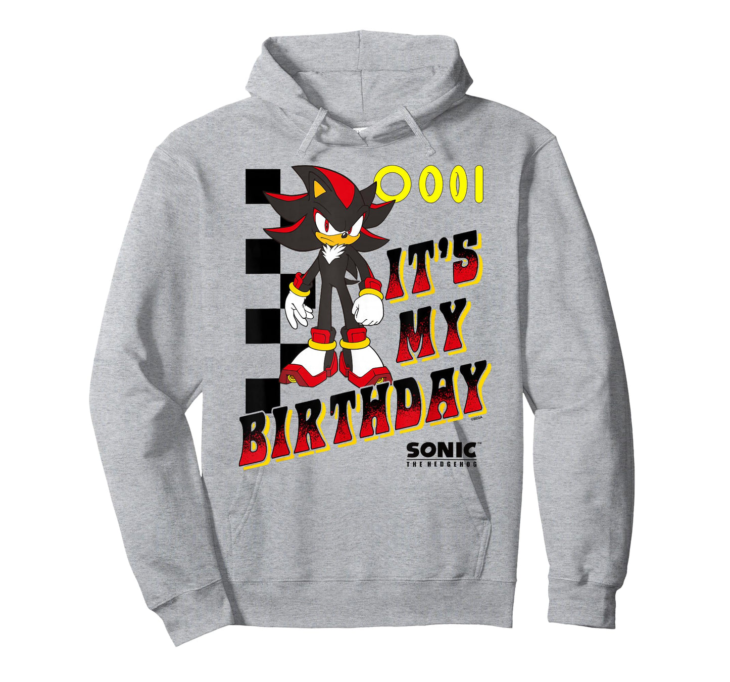 Sonic The Hedgehog Shadow It's My Birthday Big Chest Logo T-Shirt