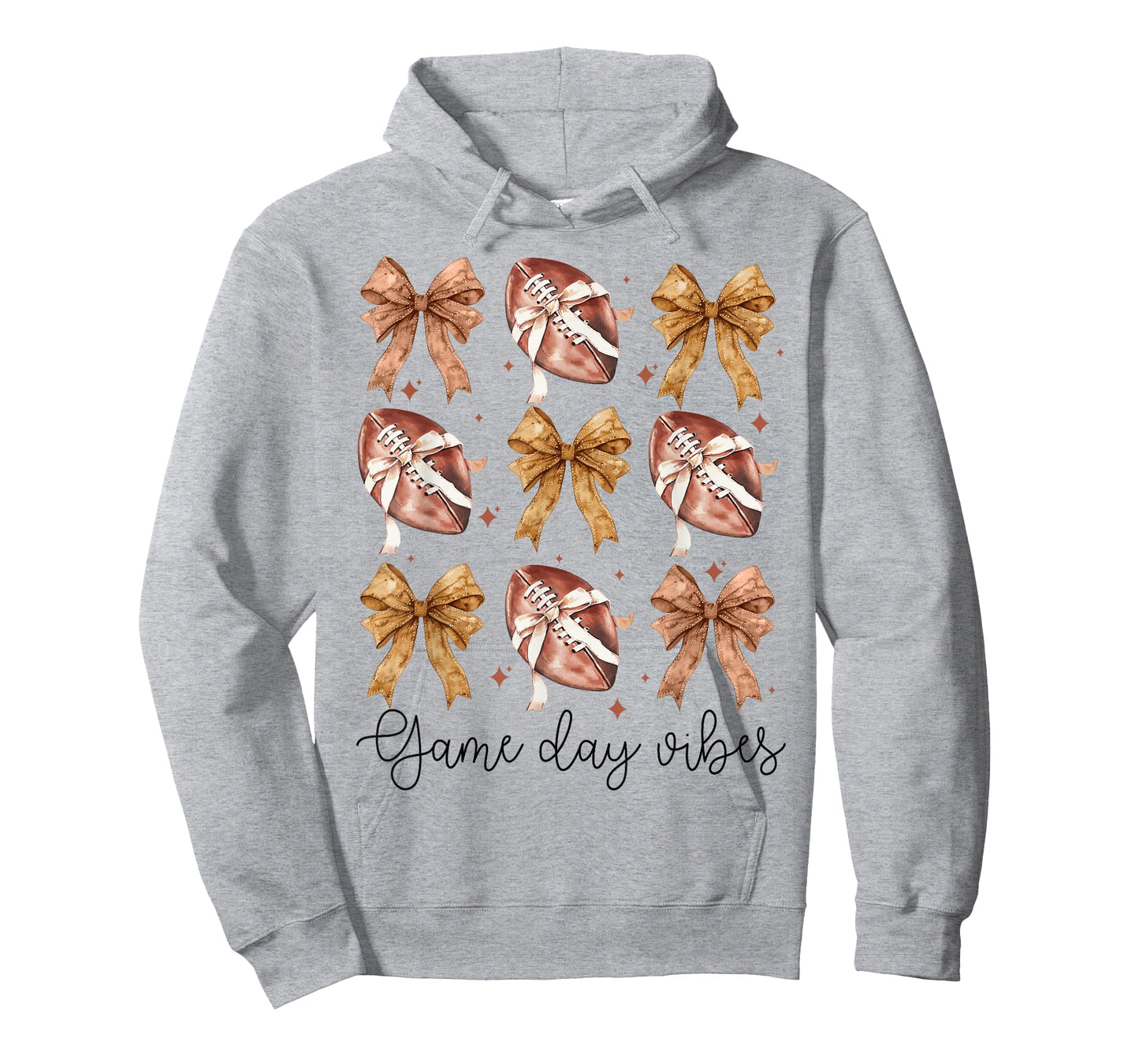 American Football Game Day Vibes Coquette Bow Football Lover T-Shirt