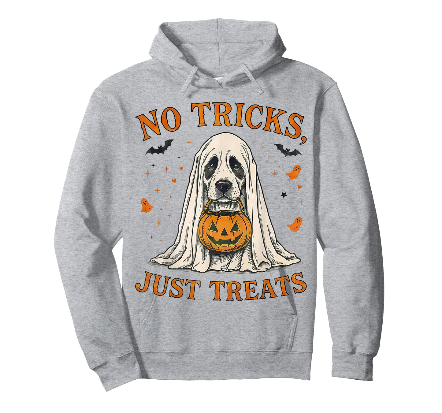 Funny No Tricks Just Treats Cute Dog Ghost Pumpkin Halloween T-Shirt