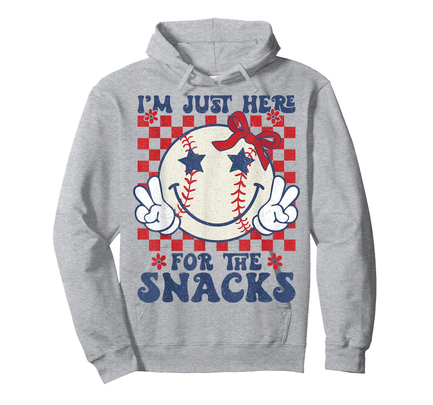 Retro Baseball Sister I'm Just Here for the Snacks Girls Mom T-Shirt