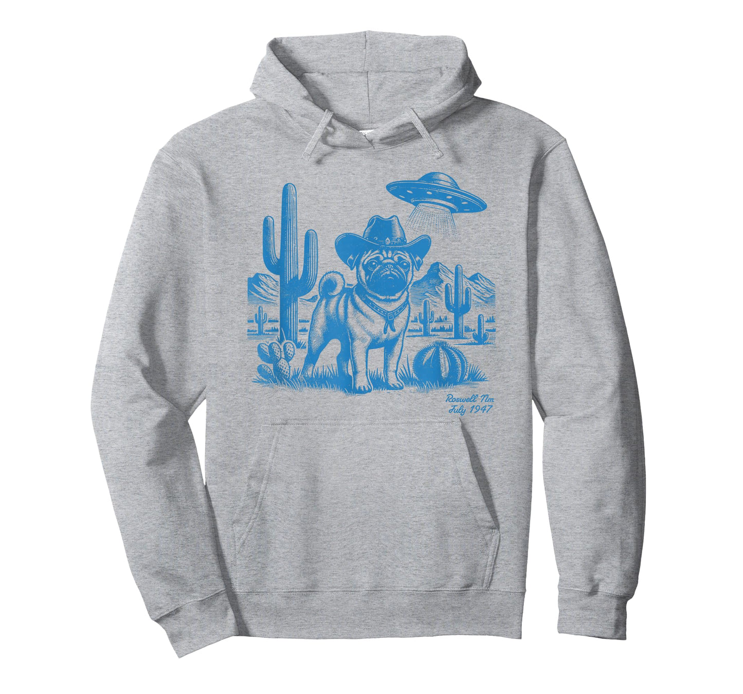 UFO Western Pug Cowboy Cactus Desert Cowgirl Mom Dad Pet T-Shirt