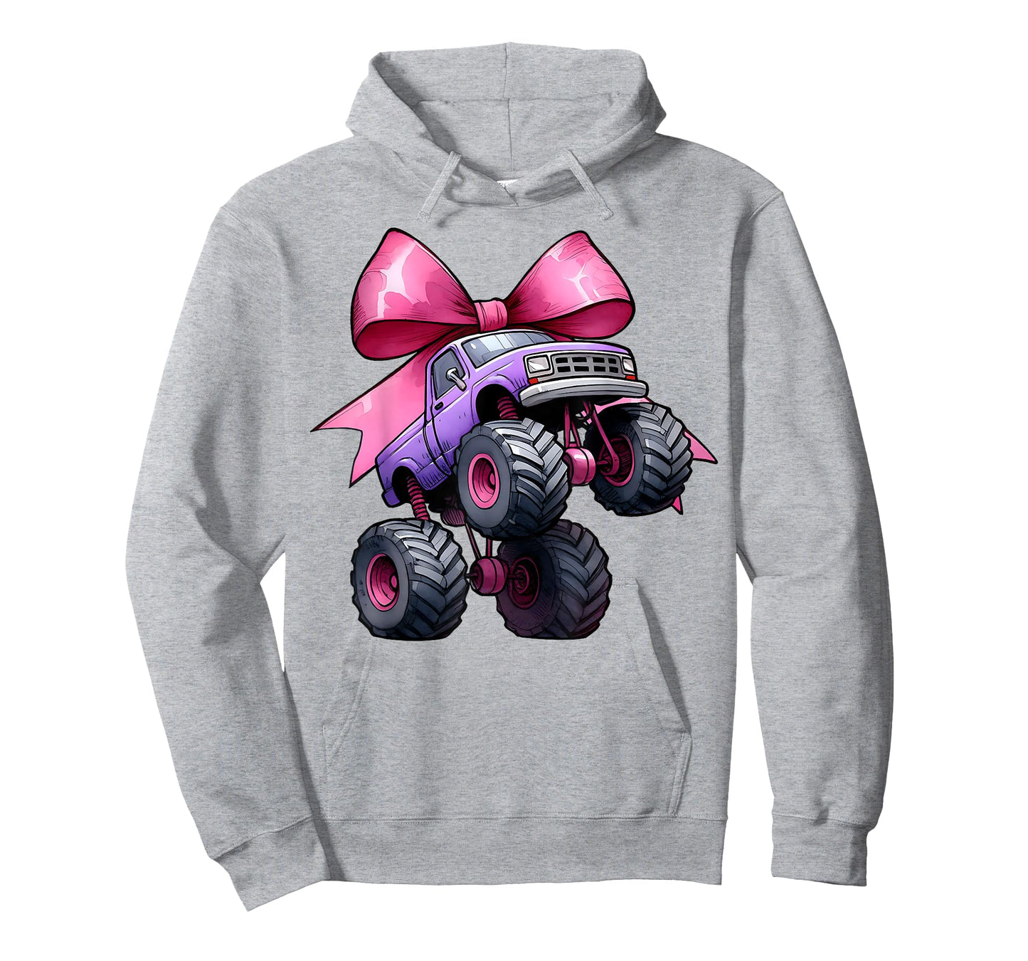 Coquette Bow Monster Truck Mothers Day Pink Ribbon Mom Girl T-Shirt