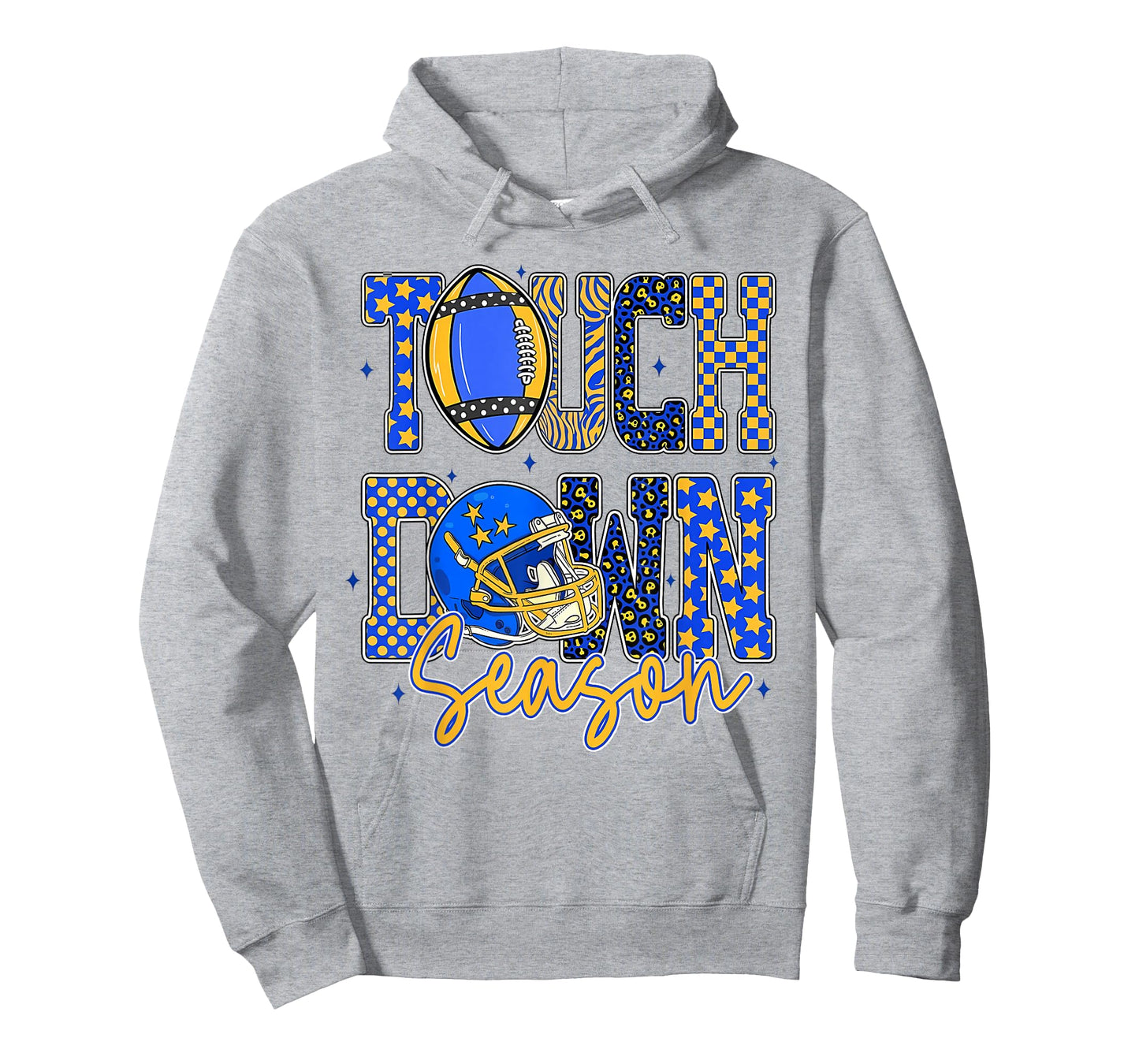 Leopard Blue Gold Checkered Football Touchdown Season T-Shirt