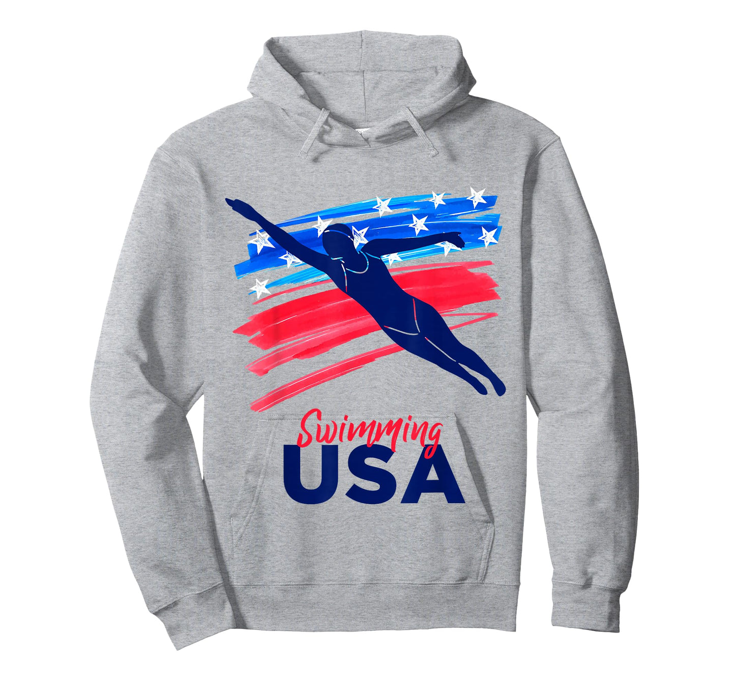 Womens Swimming Support Team Flag USA Pool Swimmer American T-Shirt