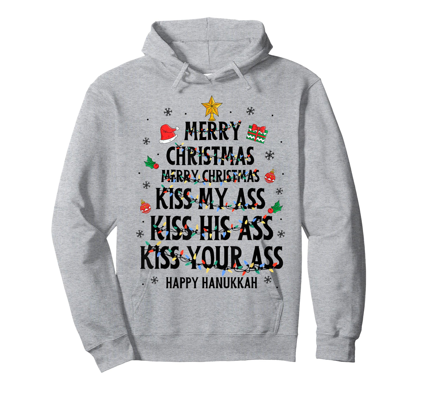 Merry Christmas Kiss My Ass Happy Hanukkah Funny Xmas T-Shirt