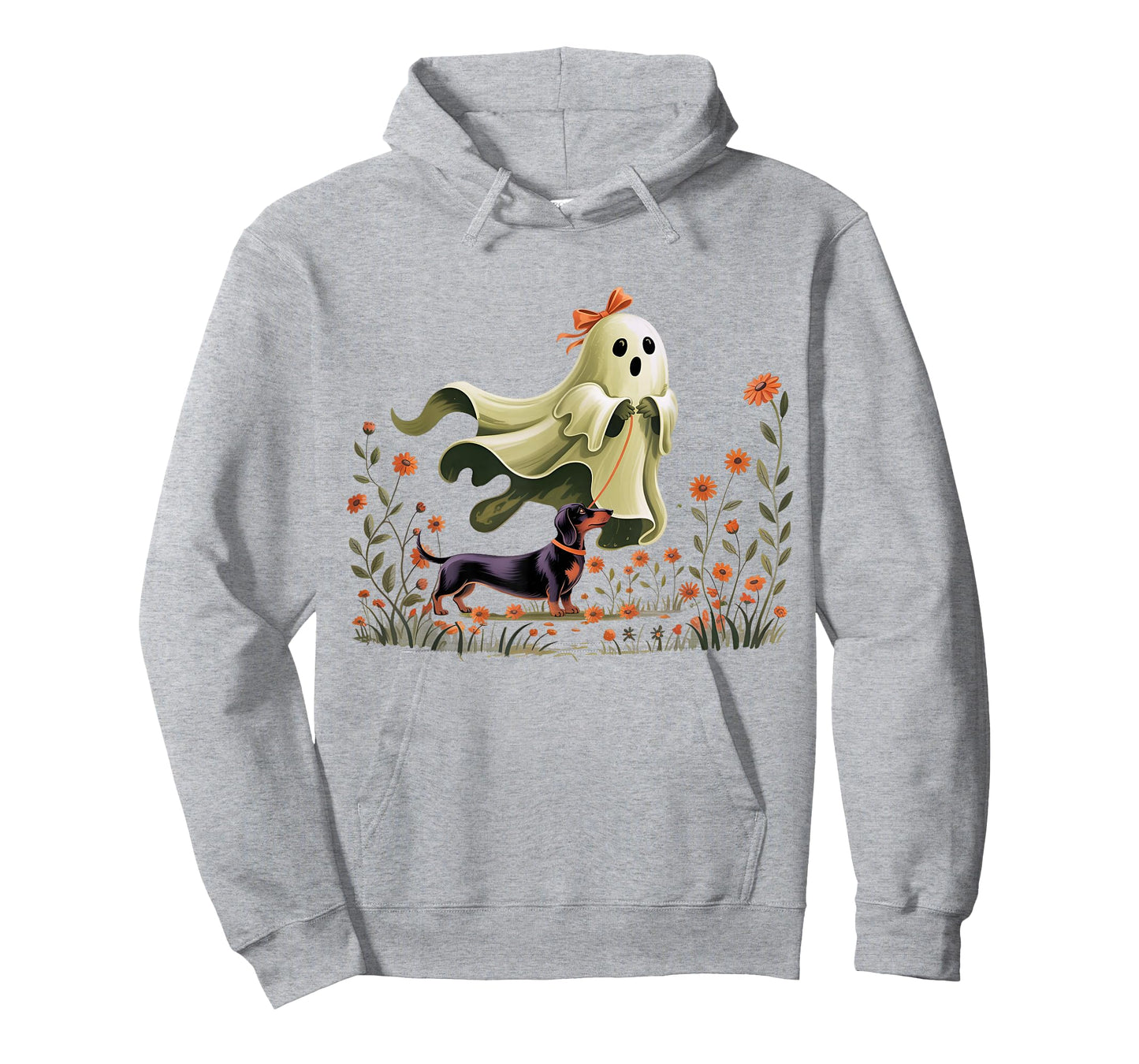 Funny Dachshund Halloween Weenie Dog Ghost Floral Women T-Shirt