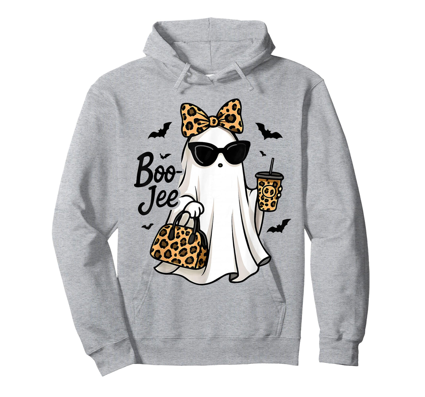 Boo JEE Ghost with Coffee Coquette Bow Halloween Women Girl T-Shirt