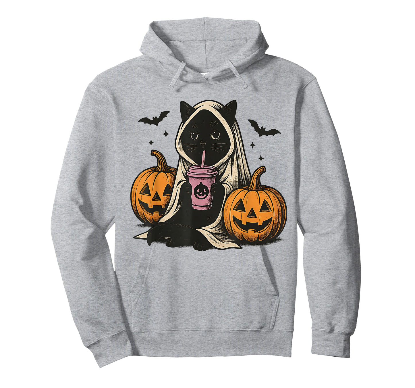 Black Cat Ghost Halloween T-Shirt