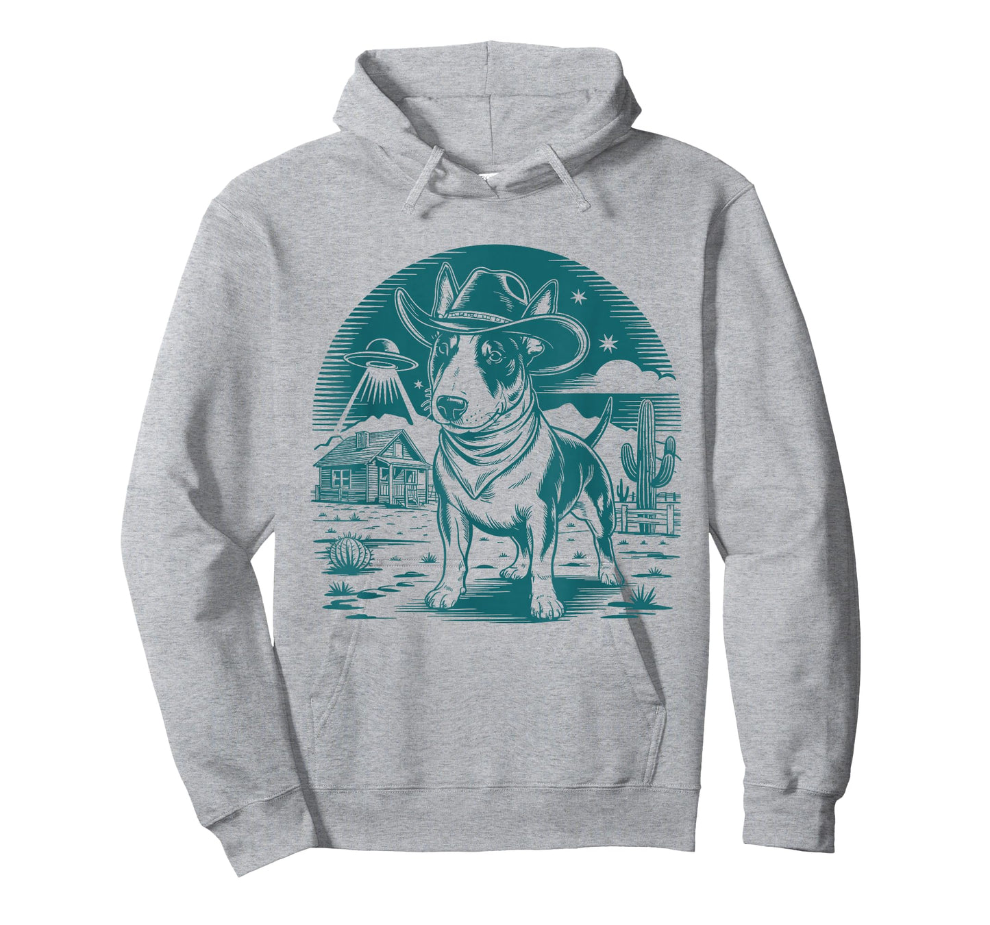Bull Terrier Cowboy UFO Shirt Vintage Western Dog Mom Tee T-Shirt