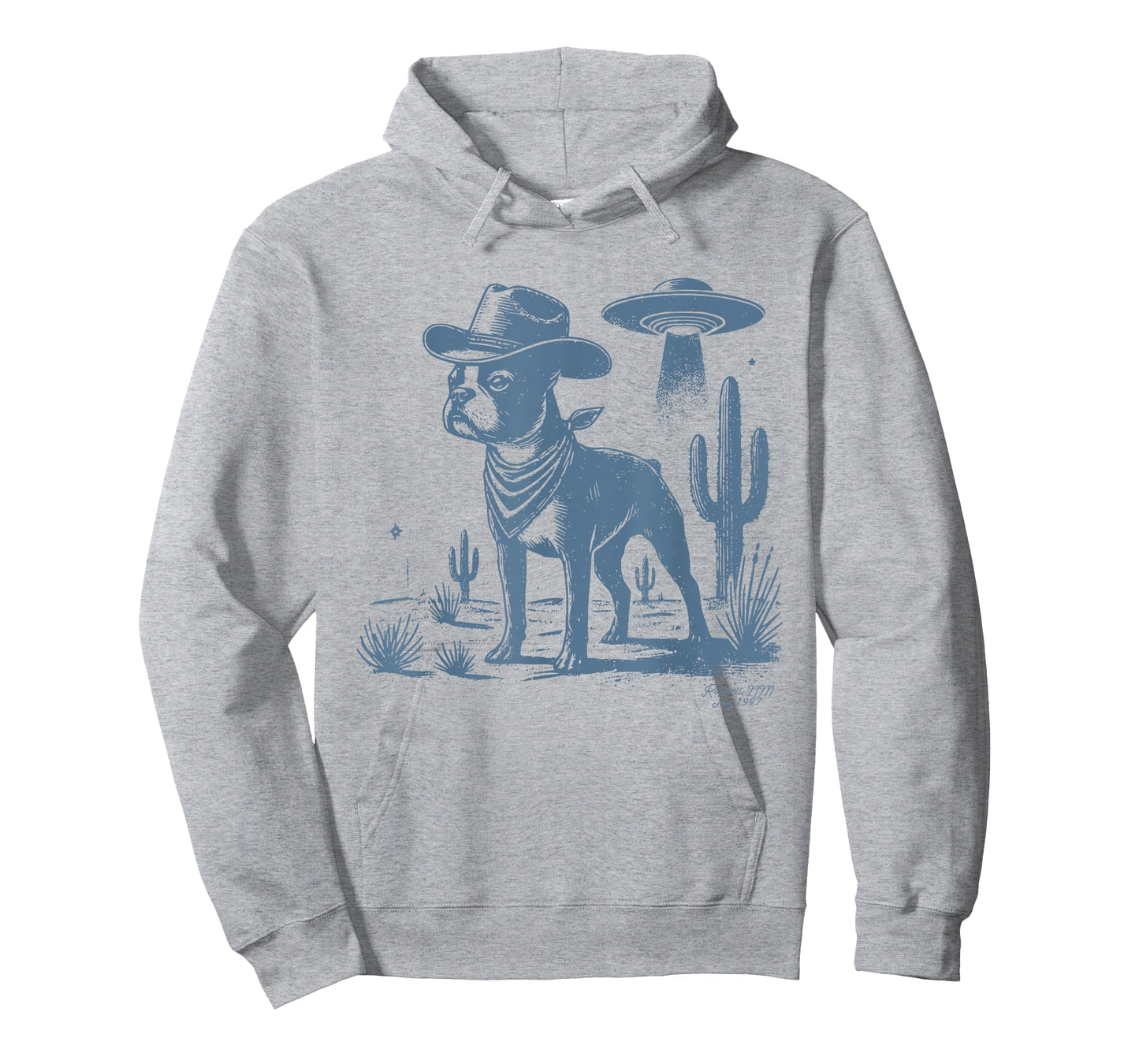 Boston Terrier UFO Cowboy Dog, Dog Mom, Dog Dad, Alien Dog T-Shirt