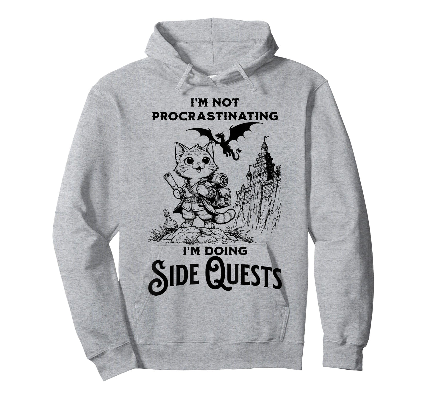 I'm Not Procrastinating I'm Doing Side Quests RPG Gamer Cat T-Shirt
