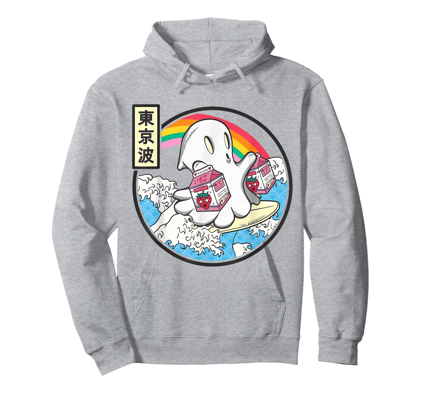 Ghost Strawberry Milk Great Waves Kawaii Aesthetic T-Shirt