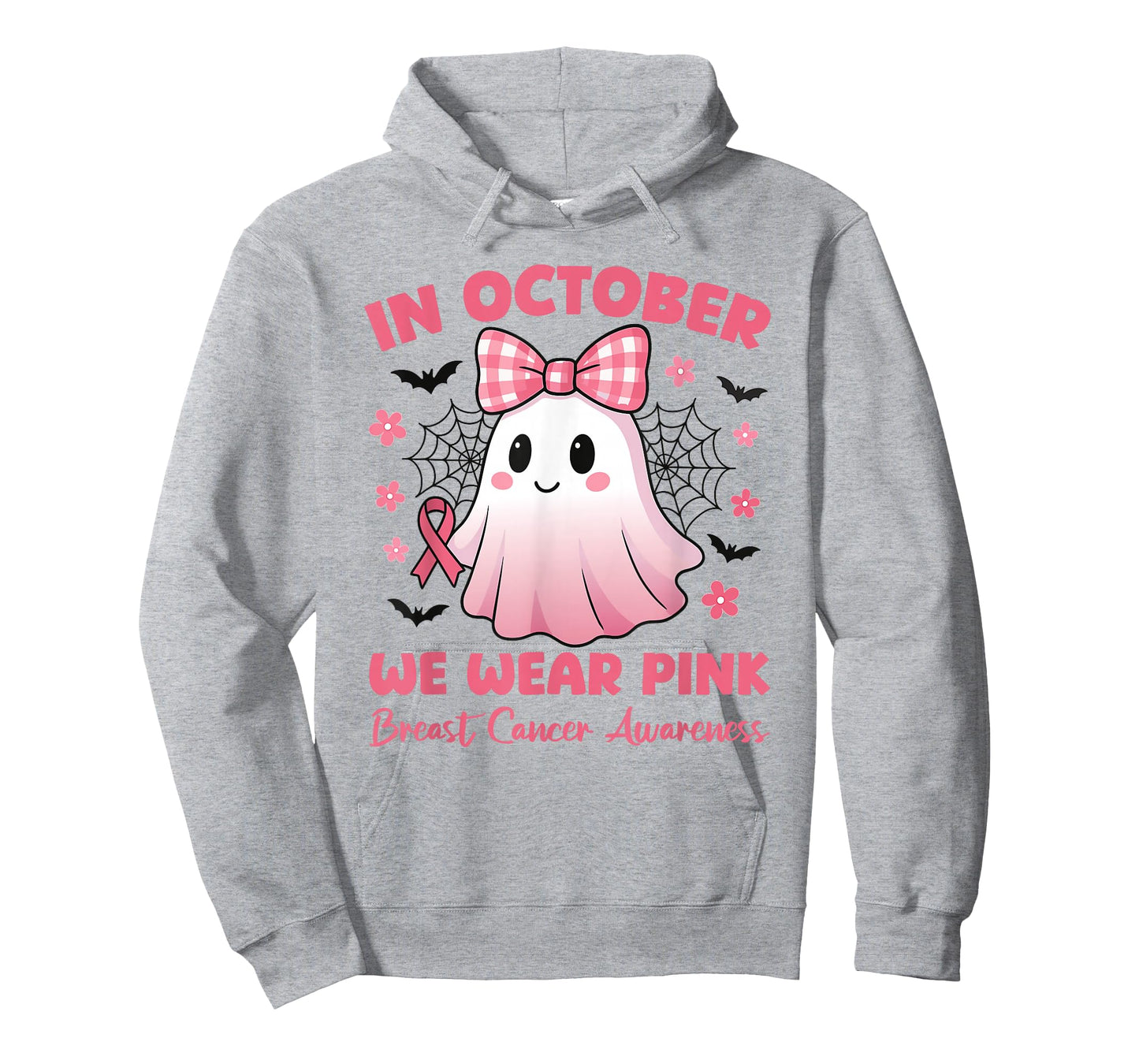 in October We Wear Pink Cute Ghost Awareness T-Shirt