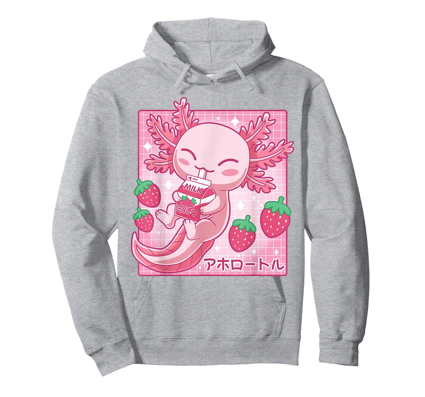 Kawaii Axolotl Strawberry Milk Japanese Anime Style T-Shirt