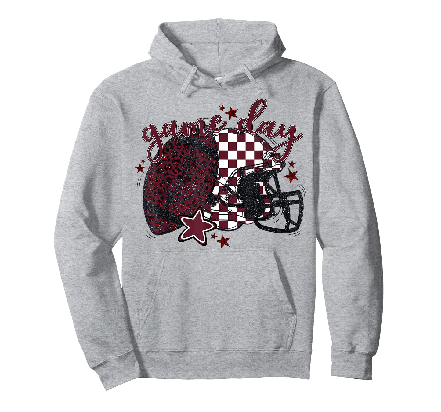 Maroon Leopard Game Day Football Touchdown Season Men Boys T-Shirt
