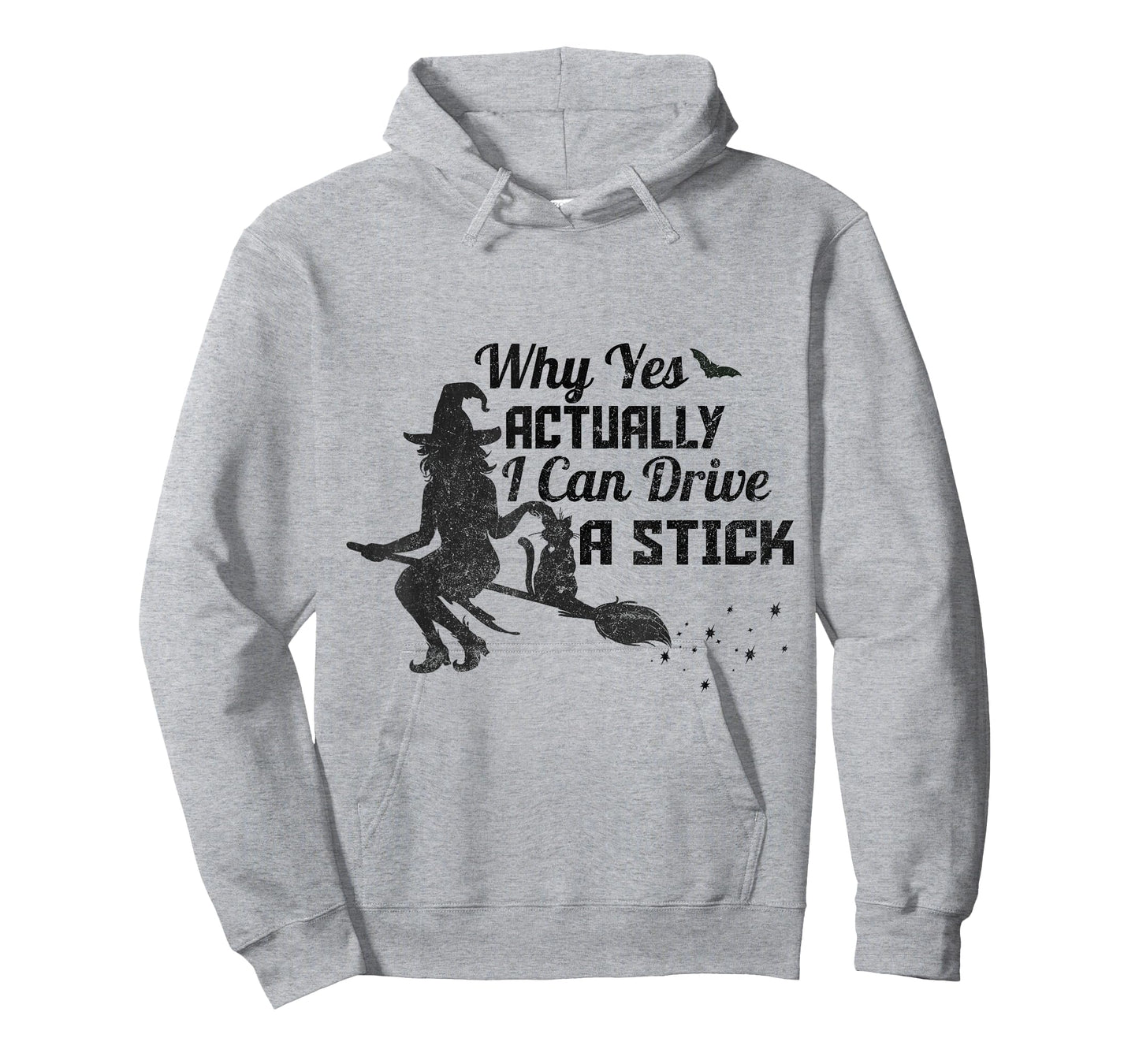 Why Yes Actually I Can Drive a Stick Halloween Witch & Cat T-Shirt for Men Women Kids