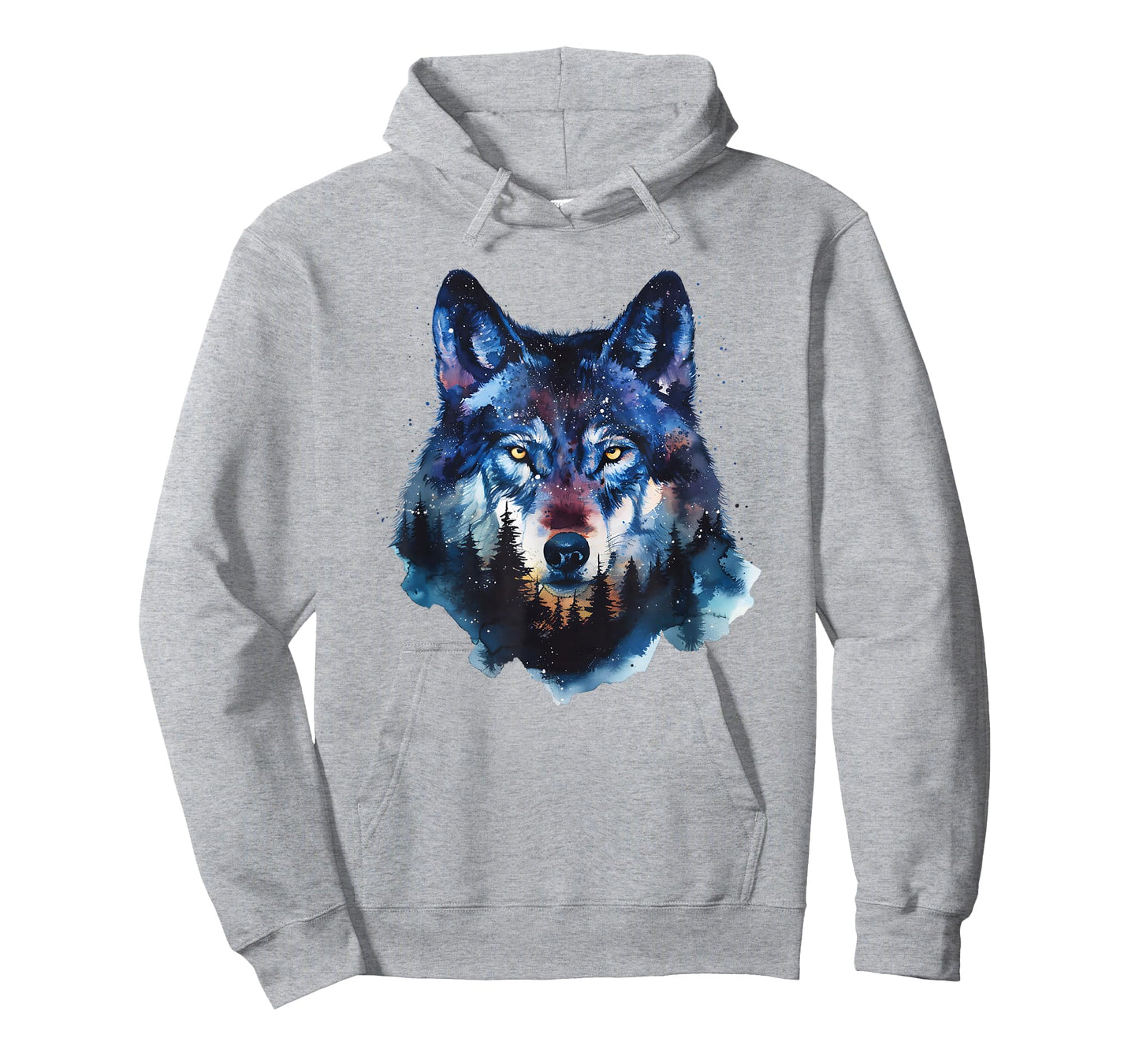 Wolf Splash Art Animal Face Forest Landscape Wolf T-Shirt