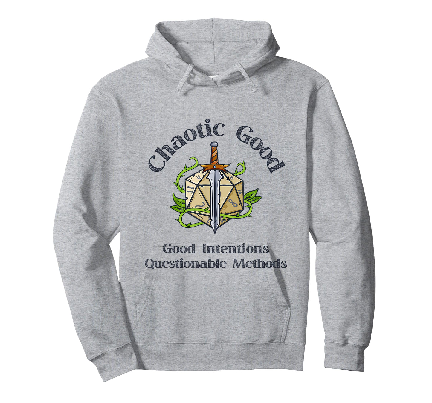 Chaotic Good Good Intentions Questionable Methods, Funny D20 T-Shirt