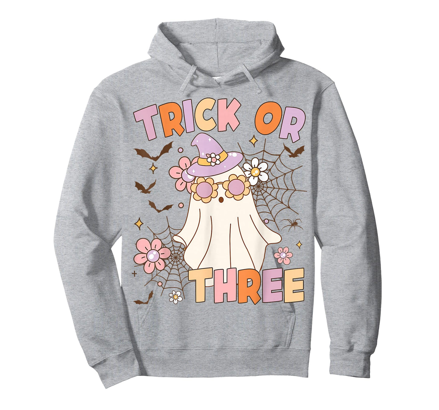 Trick or Three Cute Ghost Groovy 3rd Birthday Spooky 3 Years T-Shirt
