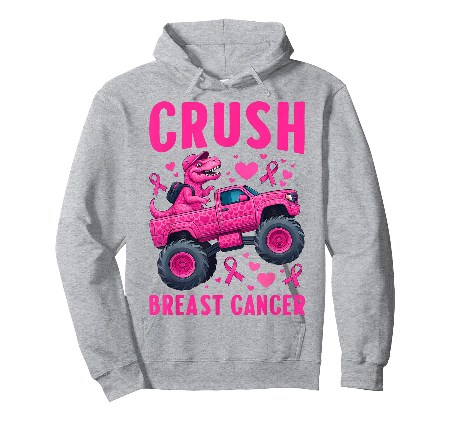Crush Breast Cancer Awareness Monster Truck Toddler Boy Kids T-Shirt