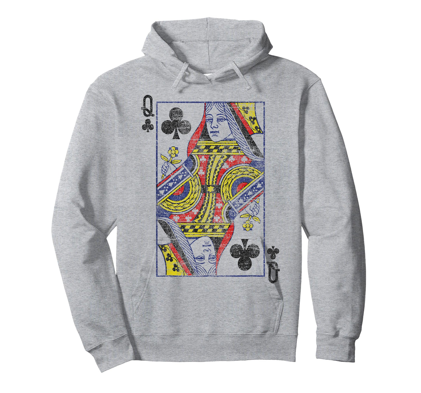 Queen of Clubs Playing Card Costume Poker Distressed T-Shirt