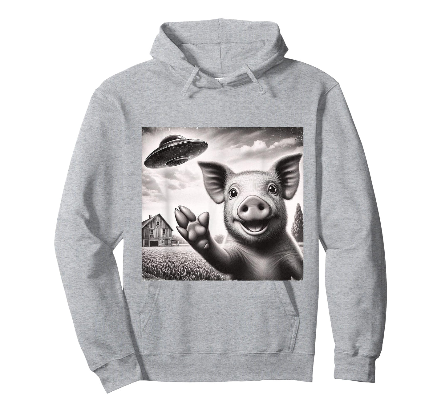 Alien Pig Selfie with UFO T-Shirt